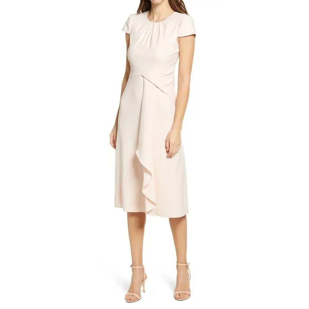 Vince Camuto Cap Sleeve Midi Dress In a Pretty Pale Blush - Size 10, NWOT